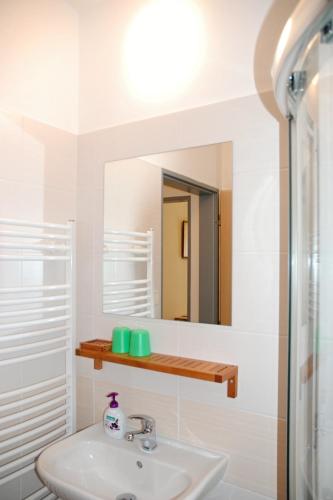 a bathroom with a sink and a mirror at Ubytování Na Vinici in Valtice