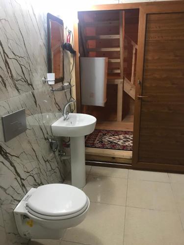 a bathroom with a toilet and a sink at Aden River in Çamlıhemşin