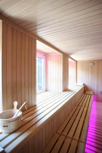 a sauna with a sink and a window at Hotel Columbia Wellness & Spa in Montecatini Terme