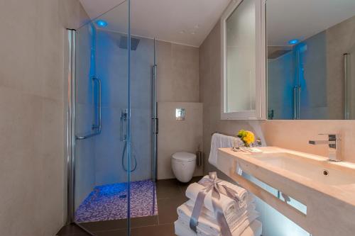 a bathroom with a shower and a sink and a toilet at Hotel Navona in Rome