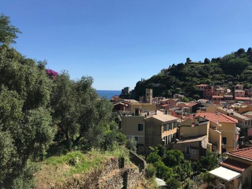 a view of a town on a hill at Hotel Souvenir in Monterosso al Mare