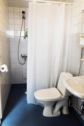 a bathroom with a toilet and a sink at Summer Apartments Mänttä in Mänttä