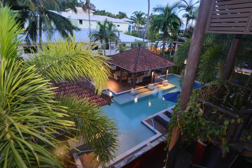 an overhead view of a house with a swimming pool at Seascape Holidays - Hibiscus in Port Douglas