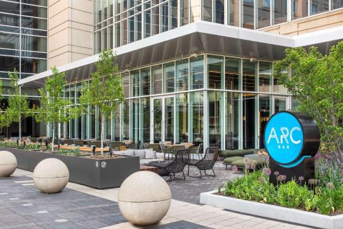 an office building with an ape sign in front of it at Hyatt Regency McCormick Place in Chicago