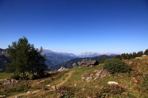 a house on the side of a grassy hill at Hotel Krone Großarl in Grossarl