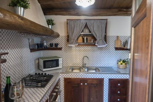a kitchen with a sink and a microwave at TRA... INCANTO E NATURA in Tramonti