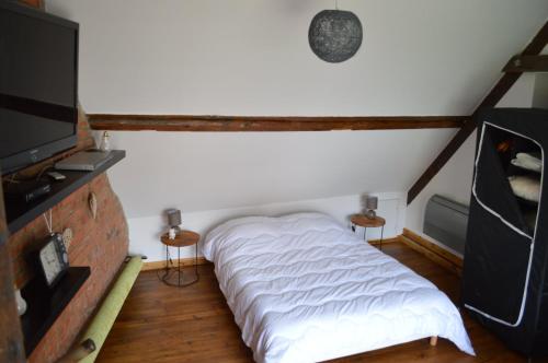 アンドーにあるGîte à Andlauのベッドルーム(ベッド1台、薄型テレビ付)