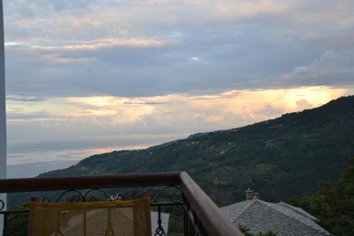 a balcony with a view of a mountain at Φιλυρέα Apartments - Room 3 in Zagora