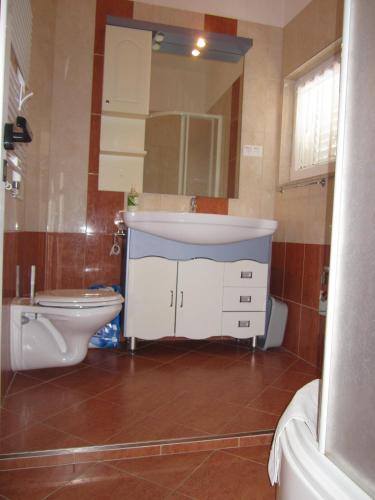 a bathroom with a sink and a toilet at Apartments Villa Bella Vista Hvar in Hvar