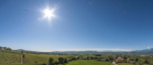 a view of a vineyard with the sun in the sky at Cataleya Resort & Spa in Notaresco