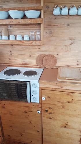 Cabaña con cocina con fogones y horno. en Vellir, en Vík