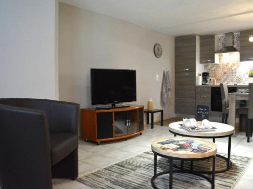 トロワ・ポンにあるComfortable apartment with terraceのリビングルーム(薄型テレビ付)