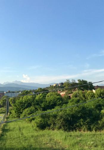 a view of a field with trees and a bridge at Castel Apartment in Castellamonte