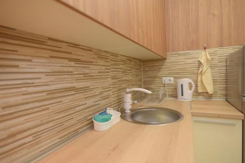 Kuchyň nebo kuchyňský kout v ubytování Flatiron Apartments Skopje