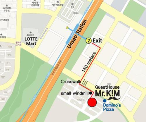 a map of dublin with a red circle at Mr. Kim Guesthouse in Incheon