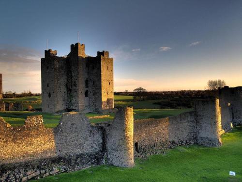 an old castle sitting on top of a green field at Meadow View in Trim