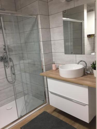 A bathroom at Apartament Julek klimatyzowany