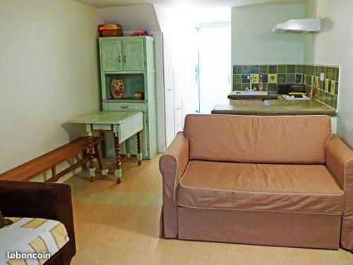 Maison Authentique Proche Isola 2000 et Auron في إيزولا: غرفة معيشة مع أريكة وطاولة