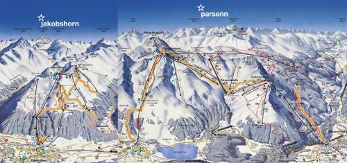 a map of a ski resort on a mountain at Spectacular View & Central Location in Davos in Davos