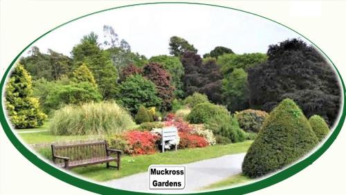 a picture of a park with a bench and trees at Leabrook House in Castlemaine