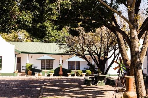 a white building with trees in front of it at Marico Bosveld Guesthouse in Zeerust