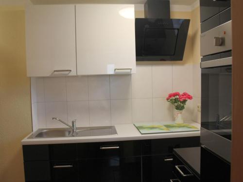 Dapur atau dapur kecil di Tranquil Bungalow in Alt Bukow