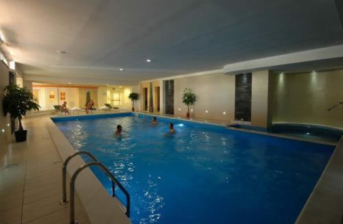 una grande piscina con persone in acqua di Mediterraneo Palace Hotel ad Amantea