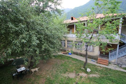 an aerial view of a house with a yard at Skier's House in Mestia