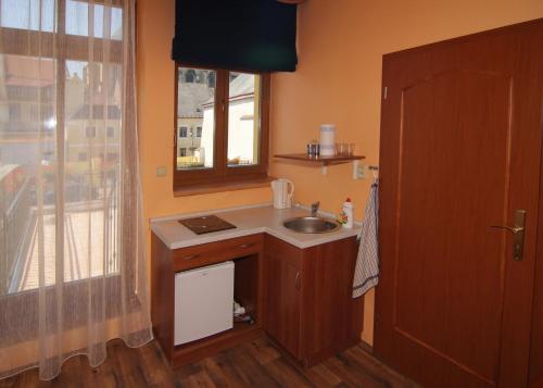 Kuchyň nebo kuchyňský kout v ubytování Hotel U Radnice