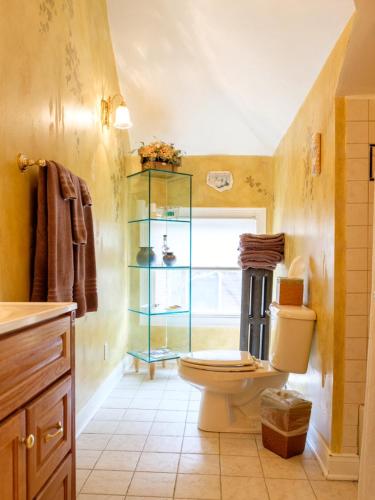 a bathroom with a toilet and a window at Gaslight Bed & Breakfast in Cincinnati