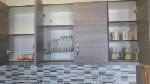 Kuchyň nebo kuchyňský kout v ubytování Aggeliki Apartments