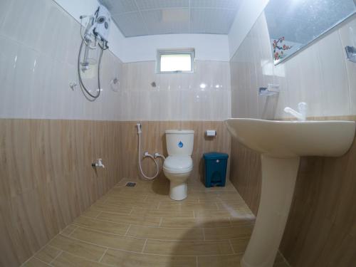 a bathroom with a toilet and a sink at Palitha Homestay in Sigiriya