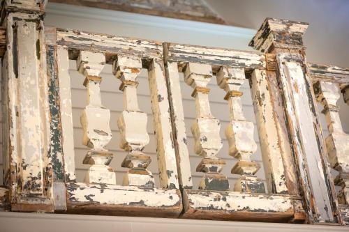 a close up of a building withieval columns at The Frogmill Hotel in Cheltenham