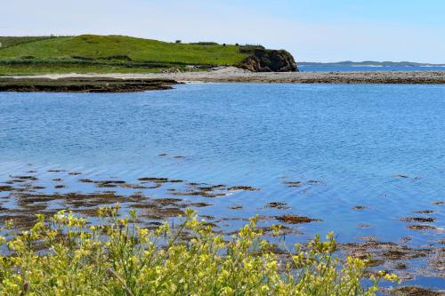 a large body of water with a beach in the background at Cottage 311 - Clifden in Clifden