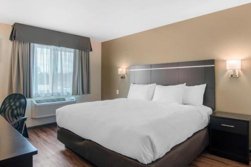 a large white bed in a hotel room with a window at Econo Lodge Inn & Suites Springfield Main Street in Springfield