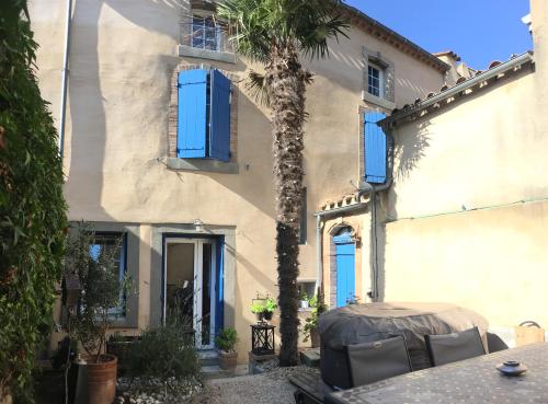 a house with a palm tree in front of it at Au coeur d'un cocon.... in Pennautier