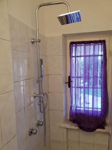 a bathroom with a shower and a window at SOGNO Vacanze in Massa
