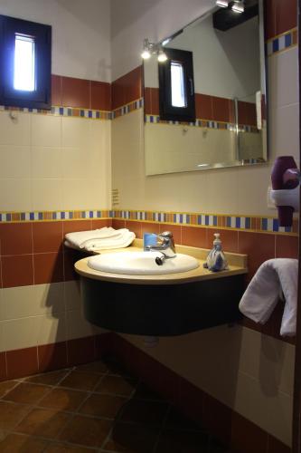 a bathroom with a sink and a mirror at Agroturismo Maddiola in Donostia-San Sebastián