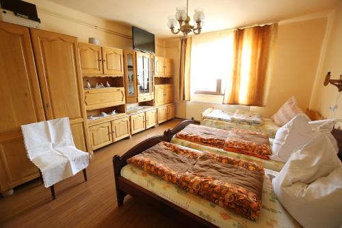 Ένα ή περισσότερα κρεβάτια σε δωμάτιο στο Pensiune Saroklak