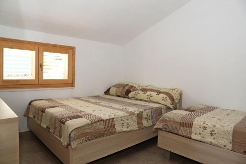 a bedroom with two beds and a window at Villa Korculaholidays in Zavalatica