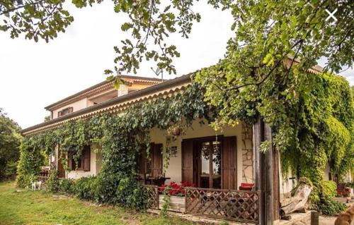 a house with ivy growing on the side of it at The Forest House in Isernia