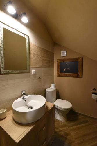 a bathroom with a sink and a toilet at Cheetah Holiday Club in Vizovice