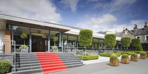 a red carpet on the steps of a building at Ballymascanlon Hotel and Golf Resort in Dundalk