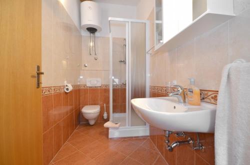 a bathroom with a sink and a toilet at Bella Vista Apartments in Motovun