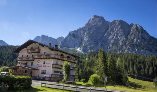 a hotel in the mountains with mountains in the background at Hotel Siera Hof in Sappada