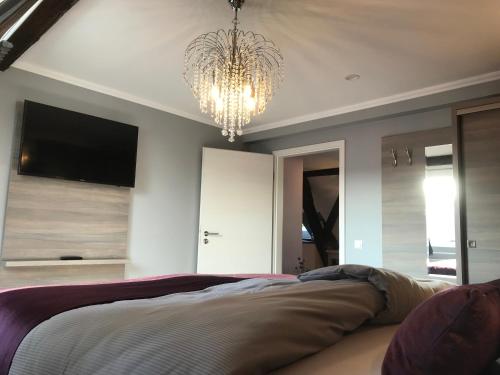 Televisyen dan/atau pusat hiburan di Apartmenthaus Burgenheimat in Rhens bei Koblenz
