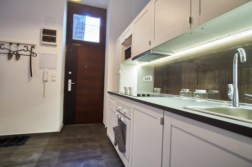 Køkken eller tekøkken på Design Apartment in the City Center with AC