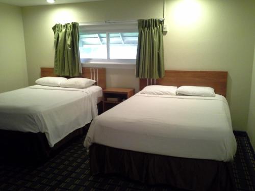 Cette chambre comprend 2 lits et une fenêtre. dans l'établissement Economy Inn Tonawanda, à Tonawanda