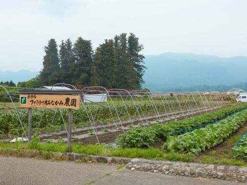 a sign in front of a field of crops at Hotel Familio Minakami in Minakami