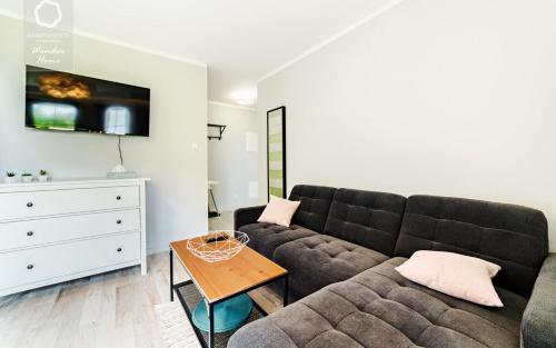 Μια τηλεόραση ή/και κέντρο ψυχαγωγίας στο Wonder Home - Apartamenty z balkonami Leśny Dom II - w cichej i zielonej części Karpacza